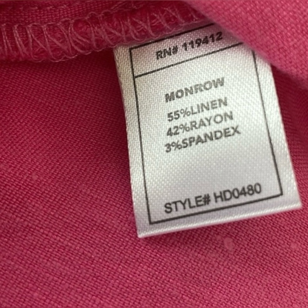 Monroe Linen Blend Wrap Shirt Dress‎ Pink Small - Picture 8 of 8